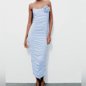 zara draped flower dress